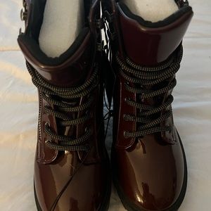 Size 5.5 Forever 21 Platform Combat Boots in a deep red wine color. NWT